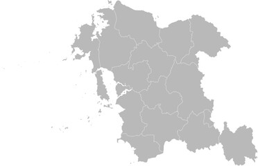 Chungcheongnam, South Korea (Republic of Korea) – administrative vector map with level 2 division boundaries (Web Mercator projection, PPT-compatible & fully editable)