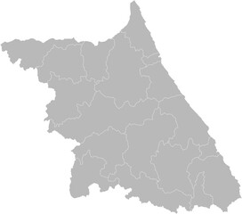 Gangwon, South Korea (Republic of Korea) – administrative vector map with level 2 division boundaries (Web Mercator projection, PPT-compatible & fully editable)