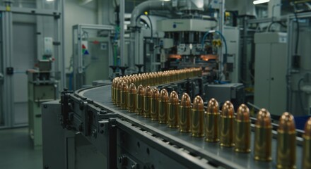 Industrial ammunition manufacturing process in modern facility