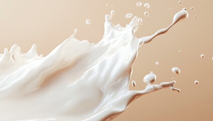 Milk splash on a beige background