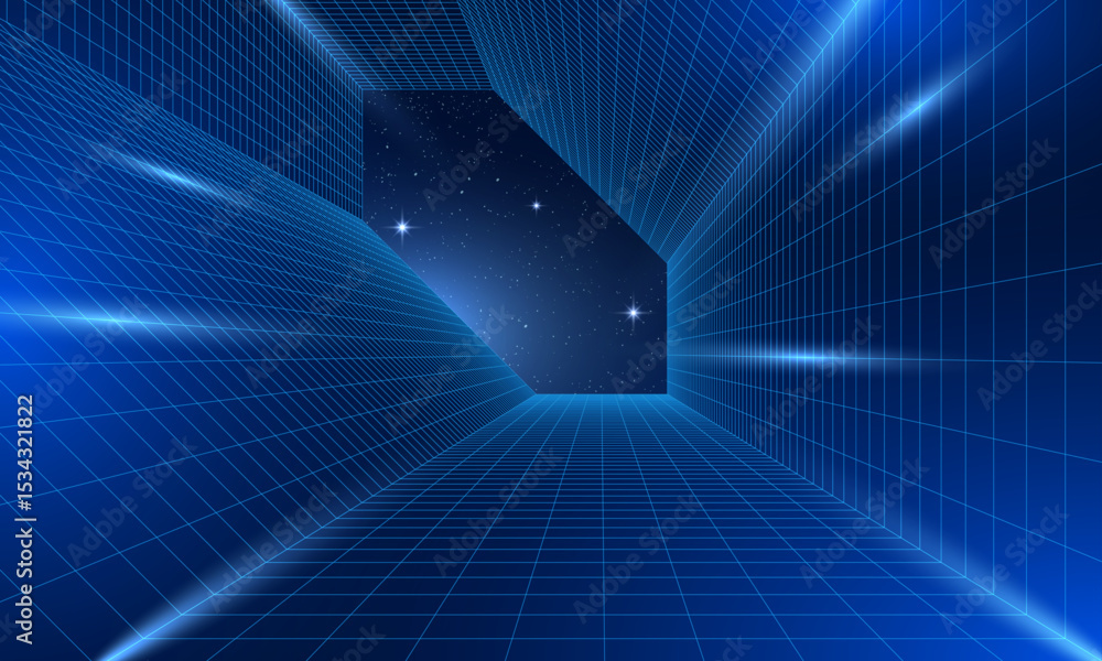 Aufkleber synthwave wireframe net illustration. abstract digital background. 80s, 90s retro futurism, retro wa