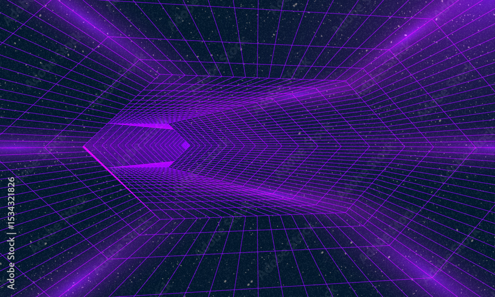 Poster synthwave wireframe net illustration. abstract digital background. 80s, 90s retro futurism, retro wa