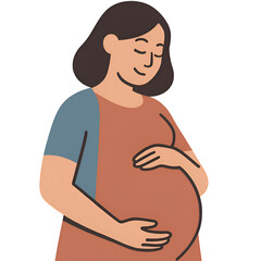 Pregnant Woman Wearing Casual Clothing Standing in Natural Light with Calm Expression