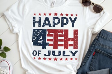 Happy 4th of july t shirt design patriotic stars stripes summer apparel