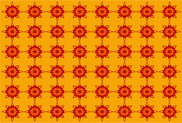 Floral vector seamless pattern background, red flower texture in yellow background , shapes background and wallpaper 