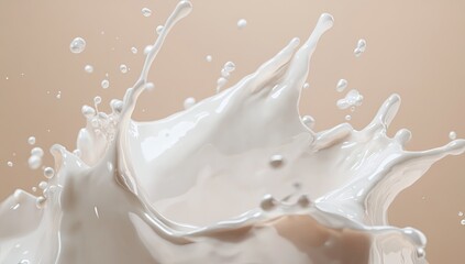 Milk splash on a beige background (2)