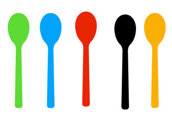 Set of Five Colored Spoons Icon for Kitchen and Dining Decor