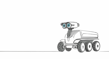 Futuristic robot exploring.