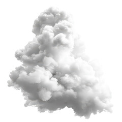 White cloud, A fluffy white cloud drifting against a clear blue sky, isolated on transparent background