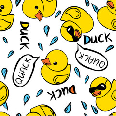 rubber duck doodle summer vector set
