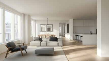 Fototapeta premium Modern open-plan apartment interior