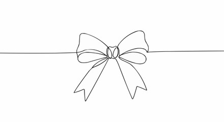 Elegant single-line drawing of a ribbon bow.