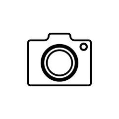 Camera icon on transparent background for summer vacation concept, A sleek black camera outline captures modern photography with its iconic shape design.