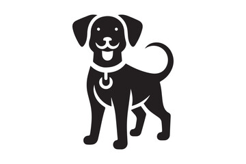 Fototapeta premium Dog Silhouette logo. Black and White Canine, Hound, Pooch, Puppy, Mutt, Tyke, Doggy.