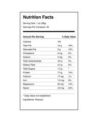 Obraz premium Editable peanut nutrition label design in EPS vector format, healthy food layout with calories, protein, fat, vitamins, and minerals