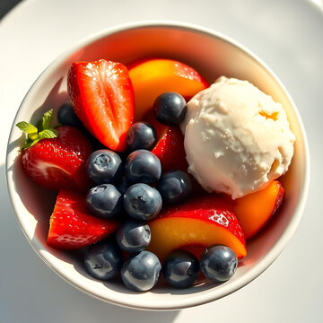 Frutta fresca estiva con pralina di gelato 