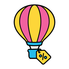 Hot air balloon discount icon isolated on white background