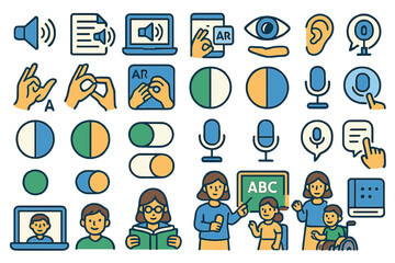 Fototapeta premium Colorful accessibility and education icons with inclusive design