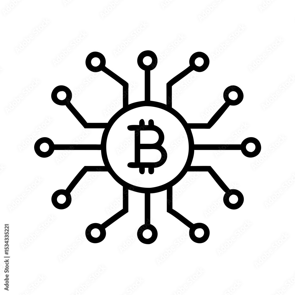 Aufkleber digital coin with intricate connections representing ai and crypto outline icon