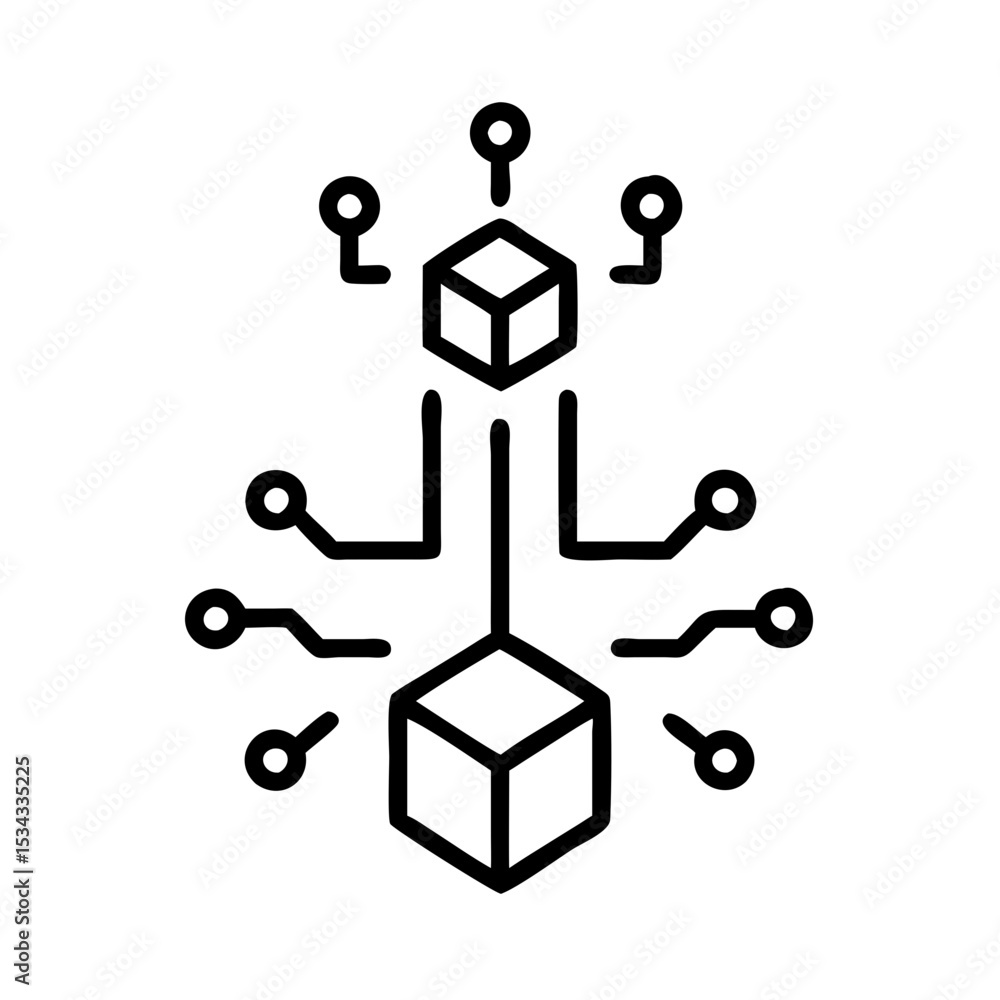Aufkleber abstract blockchain graphic with ai and crypto outline icon