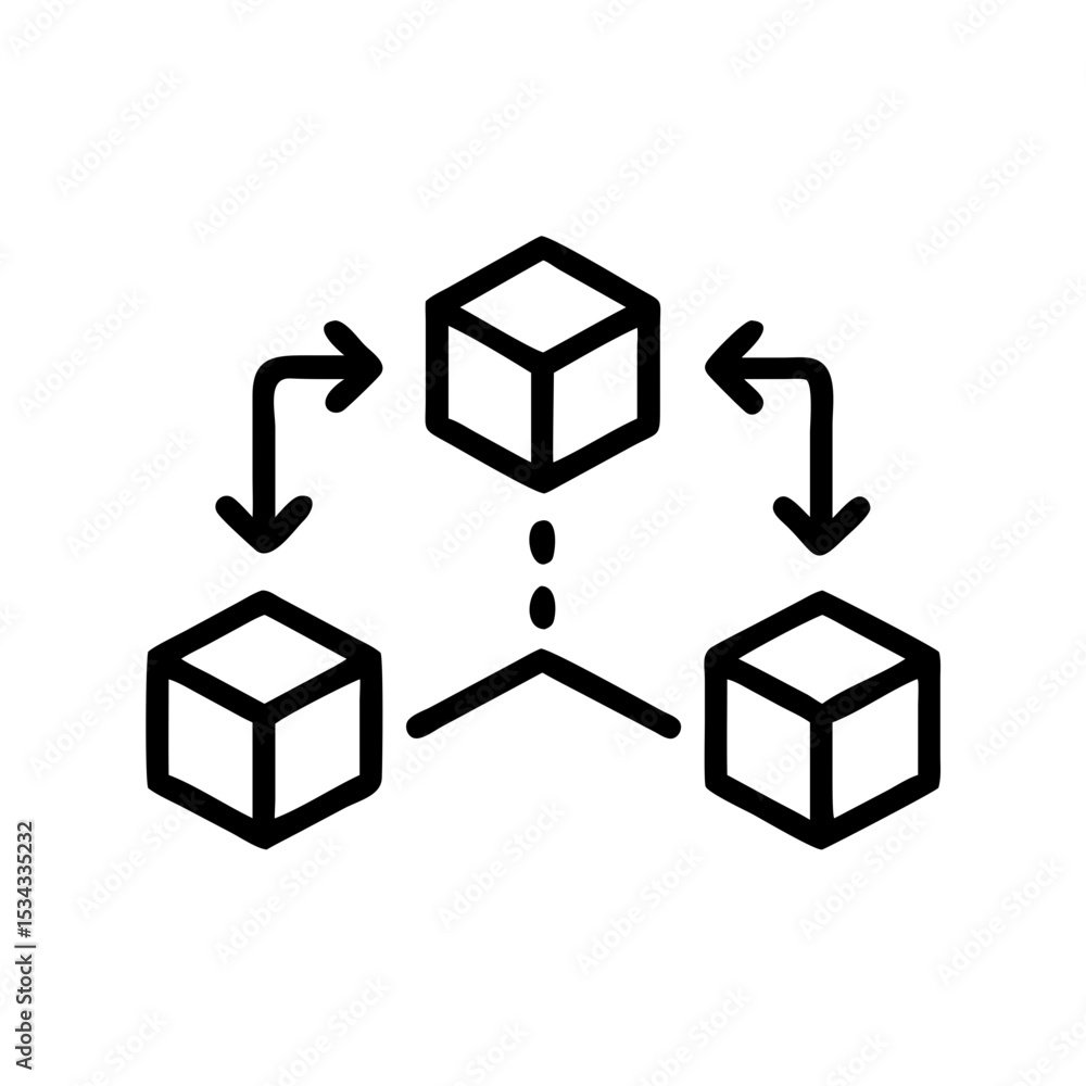 Aufkleber concept of ai and crypto outline icon featuring interconnected blocks