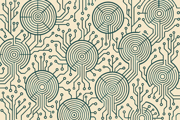 Abstract circuit pattern with concentric digital tree designs