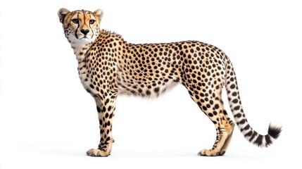 Cheetah standing against white background (1)