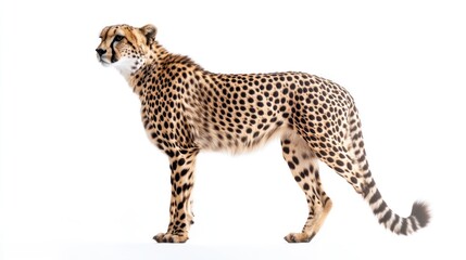 Cheetah profile against white background