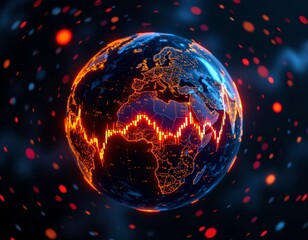 Obraz premium a digital artwork featuring a globe in outer space