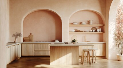Modern kitchen with arched alcoves