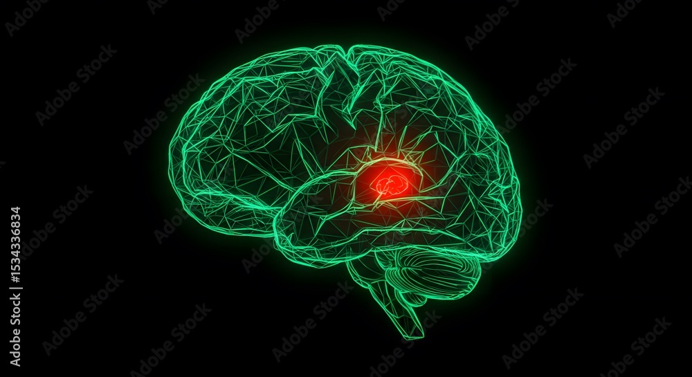 Poster digital brain scan visualization: highlighting neurological activity and potential brain tumor detec