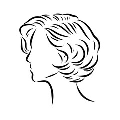 women's haircut, vector sketch
