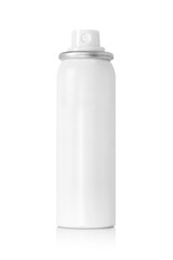 White aerosol spray can without cap isolated on white background for packaging or product mockup design
