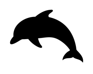 Fototapeta premium Dolphin Silhouette Vector - Simple Black Jumping Dolphin Symbol of Ocean Freedom