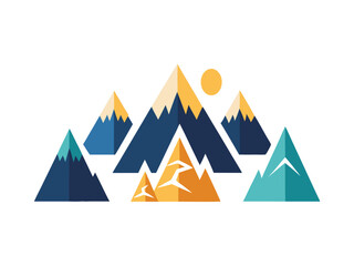 Stylized mountain range illustration isolated on white background
