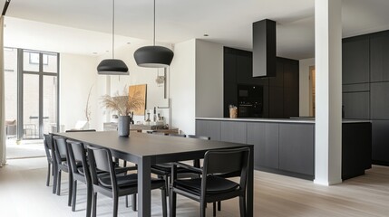 Fototapeta premium Modern open-plan kitchen and dining area (1)