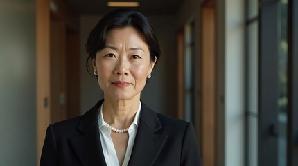 Portrait of a middle-aged Asian Woman in formal business suit