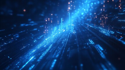 Futuristic abstract background featuring blue lines and illuminating lights ideal for a presentation or conceptual illustration with light effects