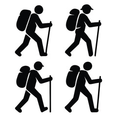 Hiking icons set isolated on white background