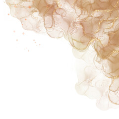 corner brown alcohol ink with gold glitter