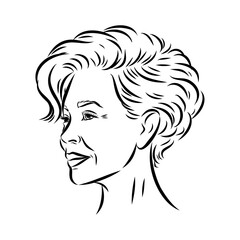 women's haircut, vector sketch