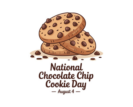National Chocolate Chip Cookie Day vector illustration. Sweet round cookies with chocolate chip icon vector. August 4.