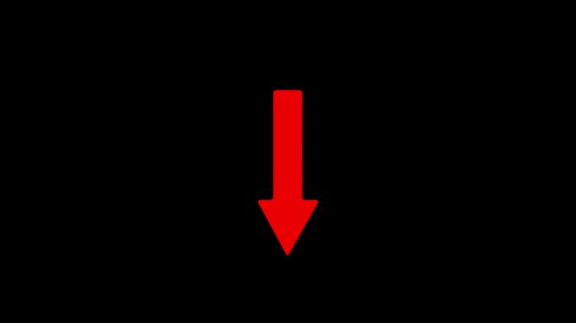 Arrow pointing down, isolated on black background