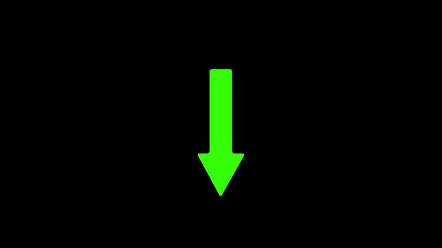 Arrow pointing down, isolated on black background