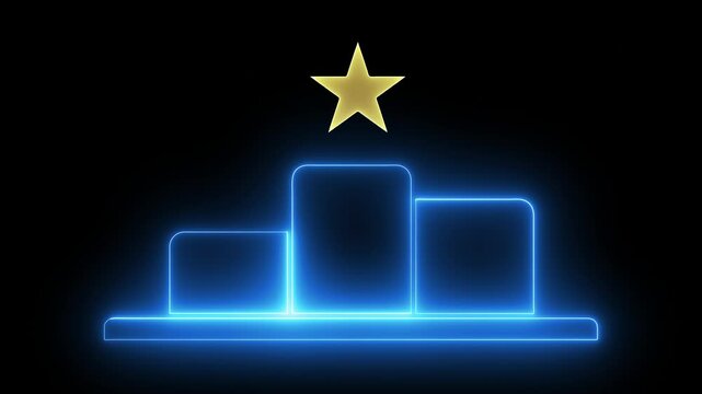 Neon line winner podium with 1st, 2nd, and 3rd place icon animation concept on the transparent background. Motion graphics of winner podium icon. 4k video animation. 