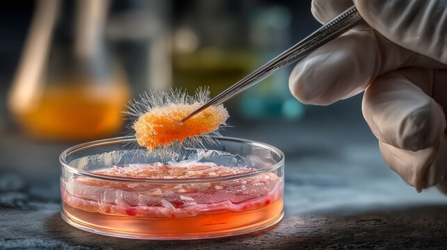 Microbial research experiment laboratory scientific content controlled environment close-up view biotechnology exploration