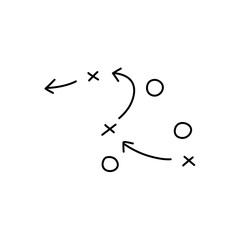 Soccer game tactic strategy. Scheme for training of football team. Vector illustration 