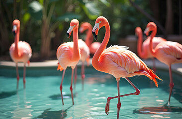 pink flamingo in the zoo