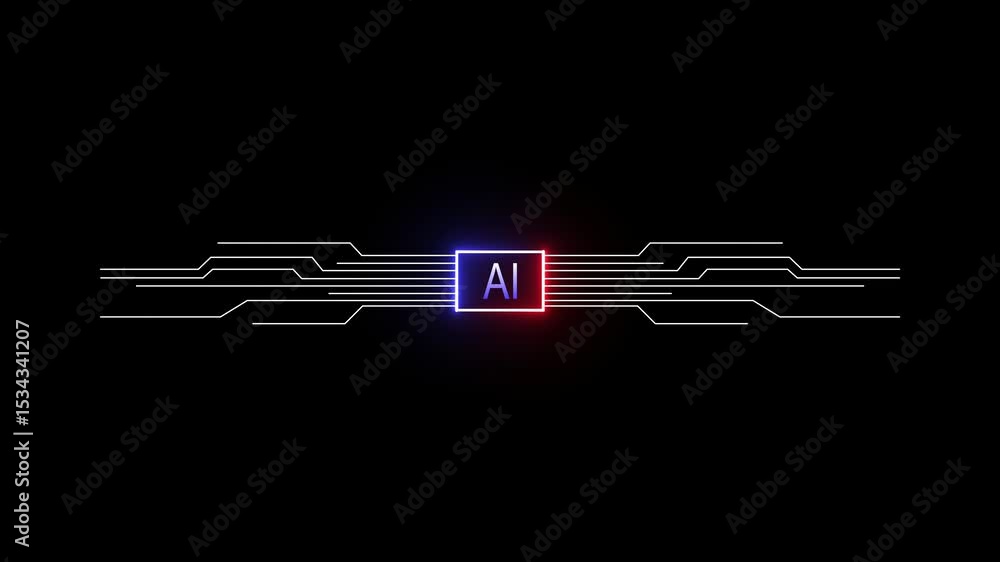 Aufkleber ai circuit integration and data. motion graphic of digital ai logo with futuristic technology . chat