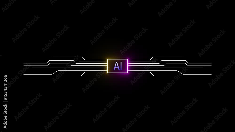 Poster ai circuit integration and data. motion graphic of digital ai logo with futuristic technology . chat
